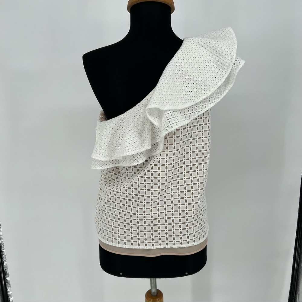 J. Crew One Shoulder Ruffle‎ Eyelet Top - Picture 9 of 15
